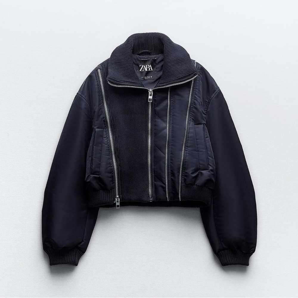 ZARA ZIPPERED BOMBER JACKET XL